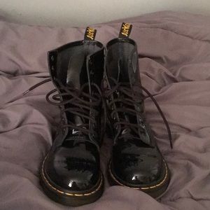 Black glossy Dr. Martens boots